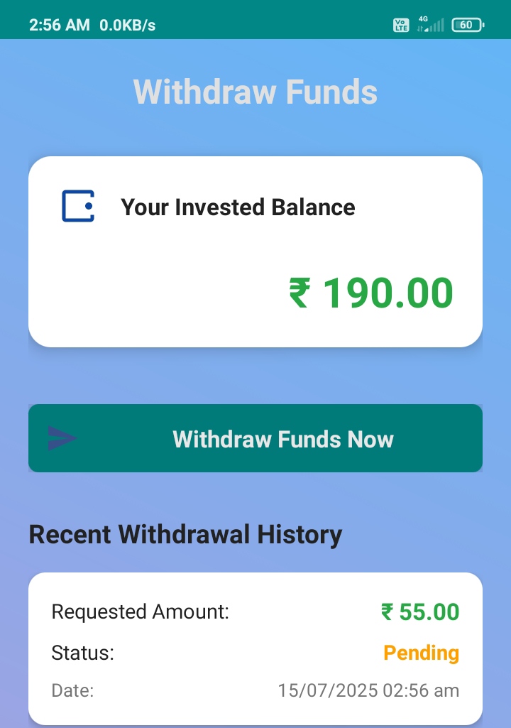 Myna App Withdrawal Screen Screenshot